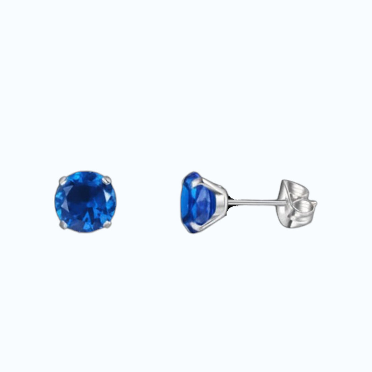 Titanium Oorbellen Met Donkerblauwe Zirkonia