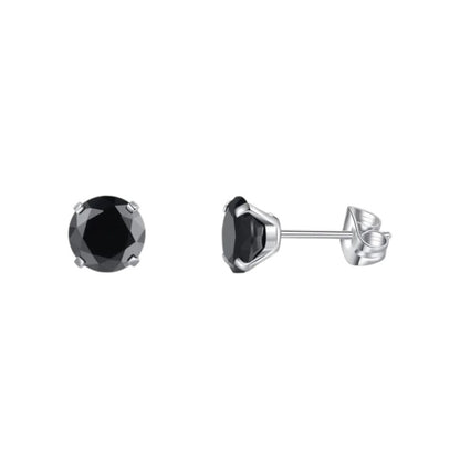 Titanium Oorbellen met Zwarte Zirkonia