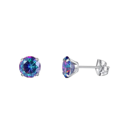 Boucles d'oreilles en titane avec zircon multicolore