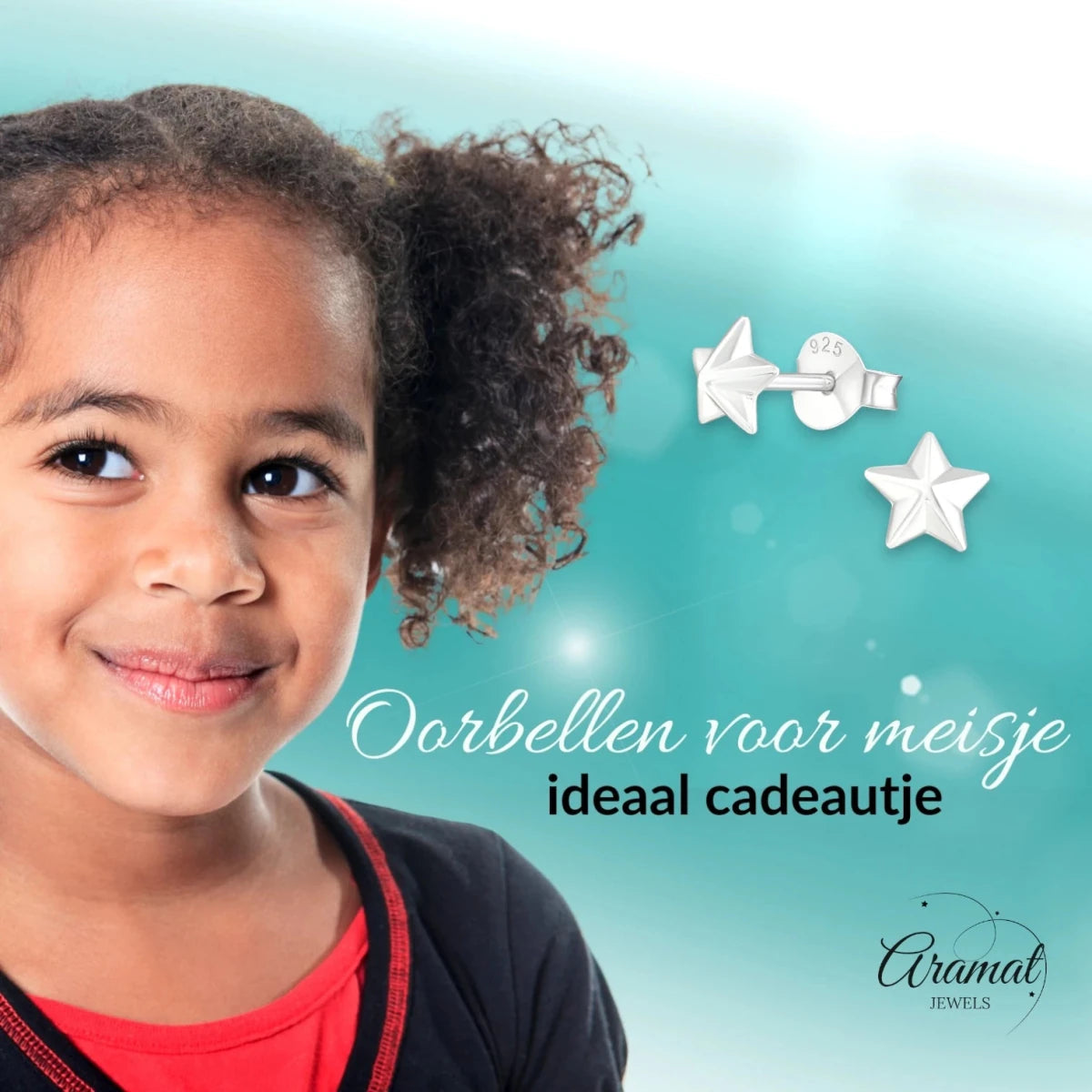 925 Sterling Zilveren 3D Sterretjes Oorknopjes 5mm - Aramat Jewels - Oorbellen - cadeautip