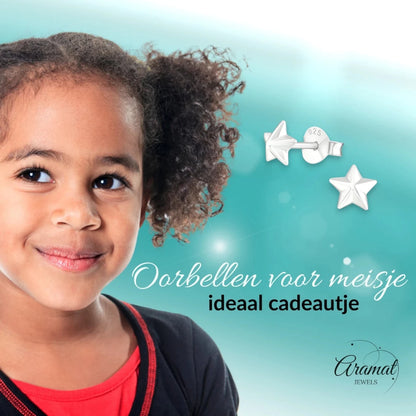 925 Sterling Zilveren 3D Sterretjes Oorknopjes 5mm - Aramat Jewels - Oorbellen - cadeautip