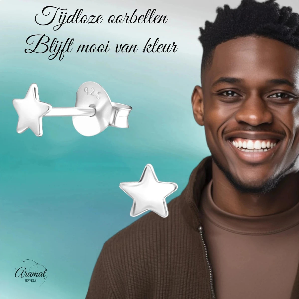 925 Sterling Zilveren Platte Sterretjes Oorknopjes 4mm - Aramat Jewels - Oorbellen - cadeautip