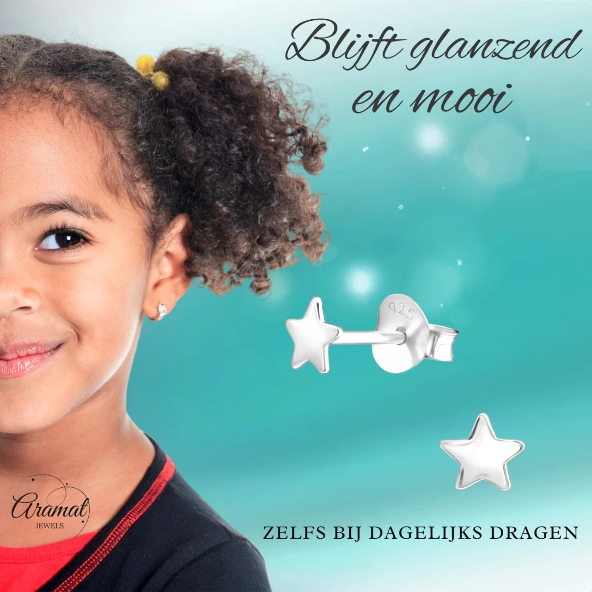 925 Sterling Zilveren Platte Sterretjes Oorknopjes 4mm - Aramat Jewels - Oorbellen - cadeautip