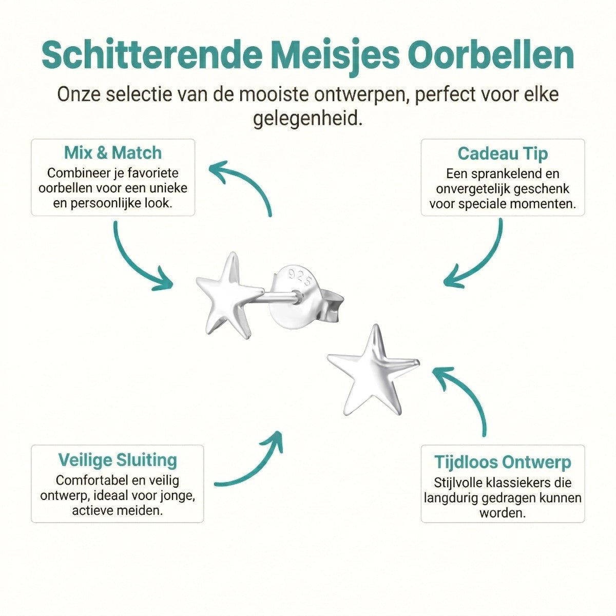 925 Sterling Zilveren Sterretjes Oorknopjes 4mm – Minimalistisch Uniseks - Aramat Jewels - Oorbellen - cadeautip