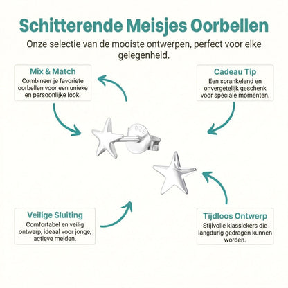 925 Sterling Zilveren Sterretjes Oorknopjes 4mm – Minimalistisch Uniseks - Aramat Jewels - Oorbellen - cadeautip