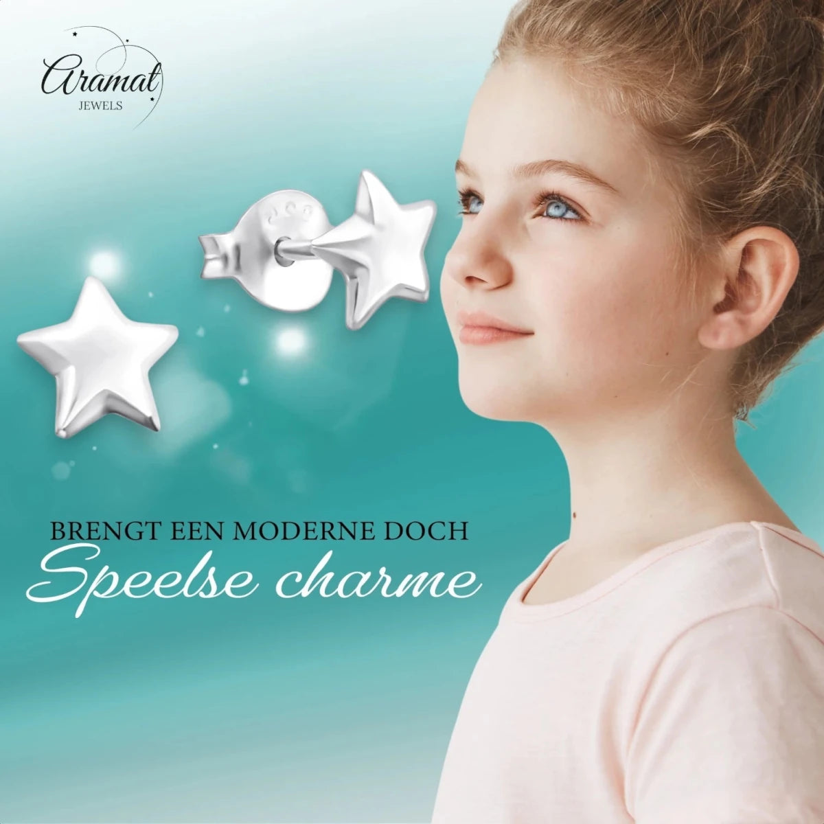 925 Sterling Zilveren Sterretjes Oorknopjes 6mm - Aramat Jewels - Oorbellen - cadeautip