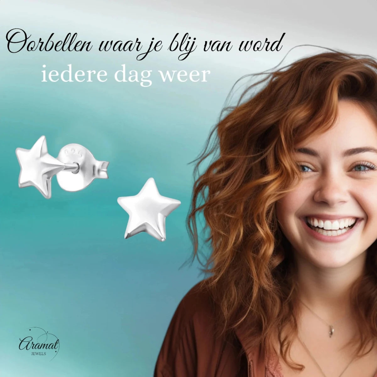 925 Sterling Zilveren Sterretjes Oorknopjes 6mm - Aramat Jewels - Oorbellen - cadeautip