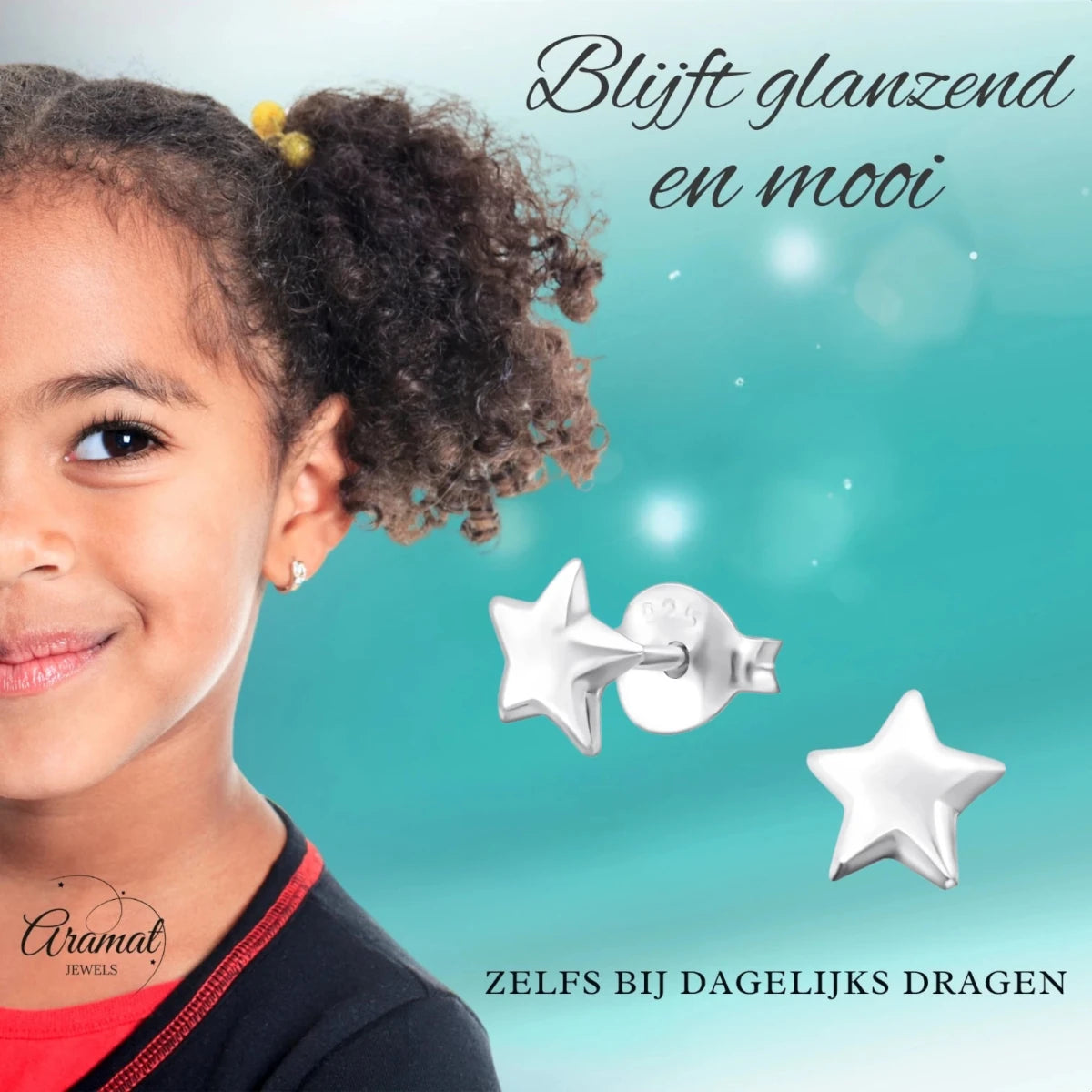 925 Sterling Zilveren Sterretjes Oorknopjes 6mm - Aramat Jewels - Oorbellen - cadeautip