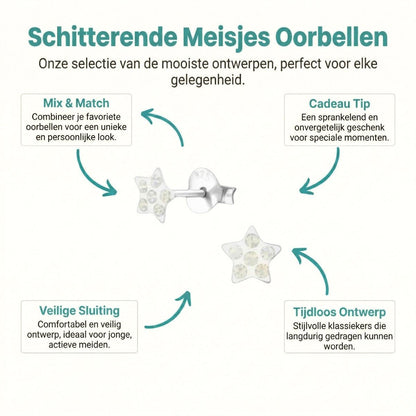 925 Sterling Zilveren Sterretjes Oorknopjes met Opaal Wit Kristal 5mm - Aramat Jewels - Oorbellen - cadeautip