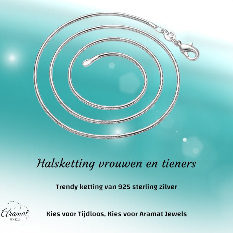 925 Zilveren Slangenketting 45 - 60cm - Tijdloze Snake Chain Ketting - Aramat Jewels - Halskettingen - cadeautip