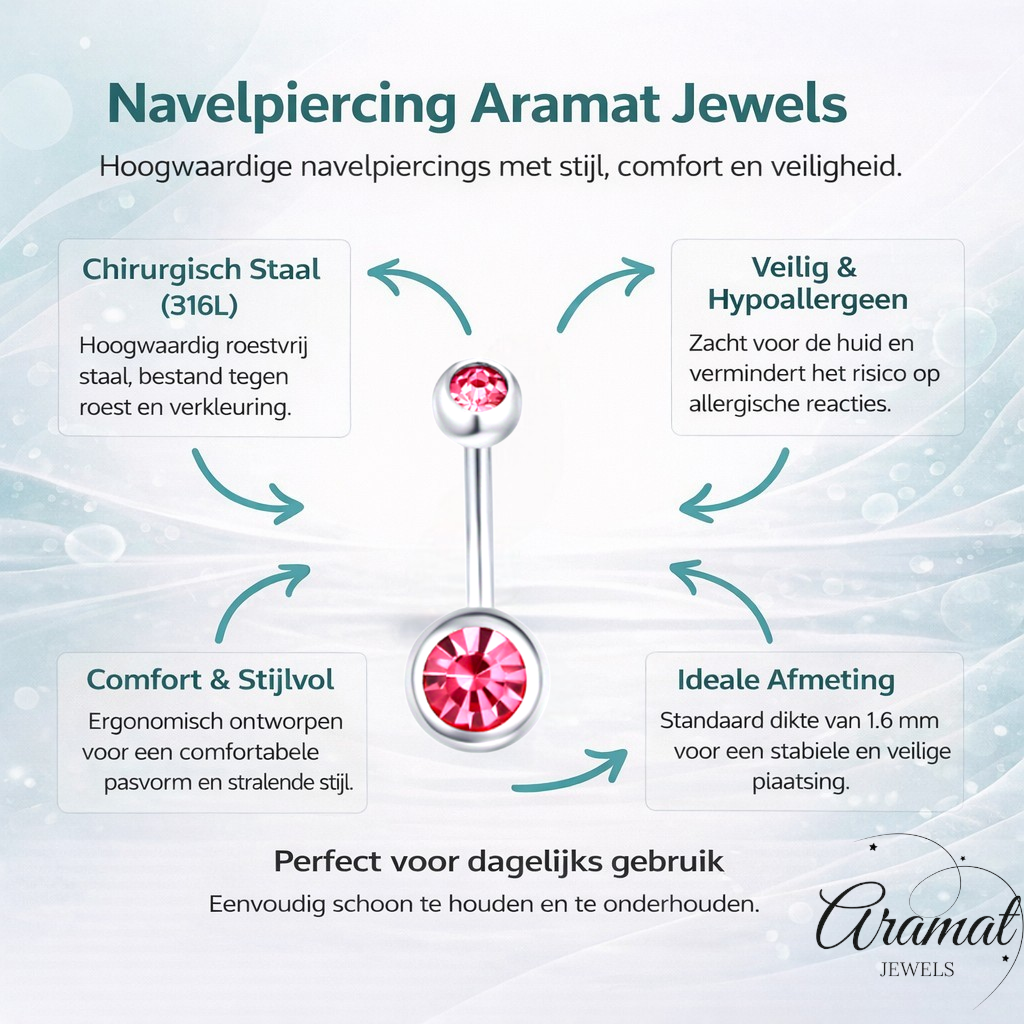 Sparkling Zirconia Navel Piercing - Surgical Steel