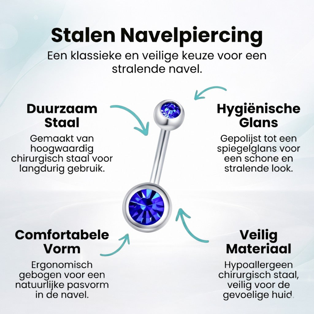 Sparkling Zirconia Navel Piercing - Surgical Steel