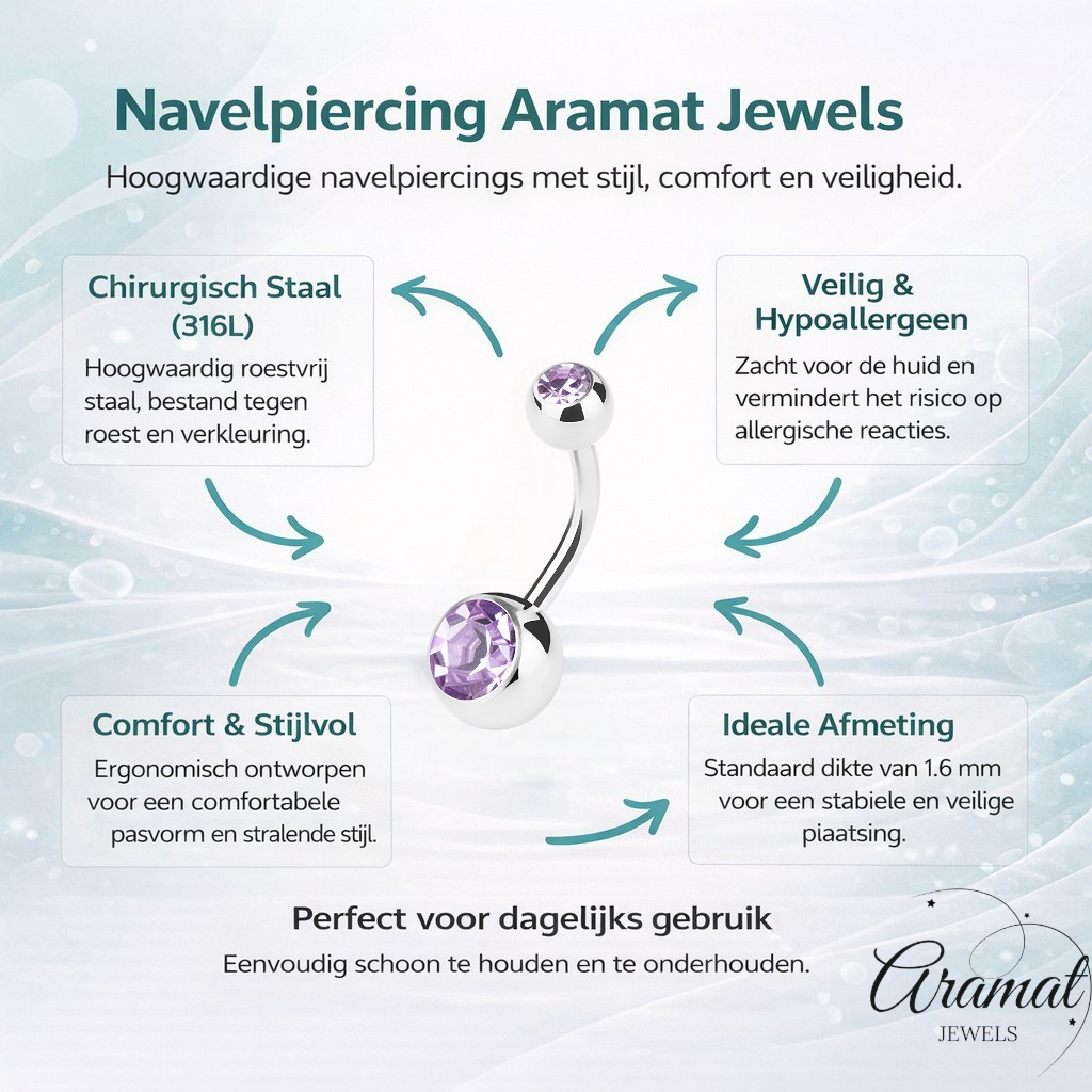 Sparkling Zirconia Navel Piercing - Surgical Steel
