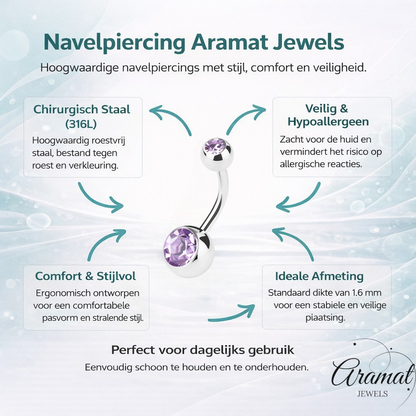Sparkling Zirconia Navel Piercing - Surgical Steel