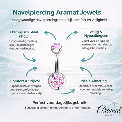 Sparkling Zirconia Navel Piercing - Surgical Steel