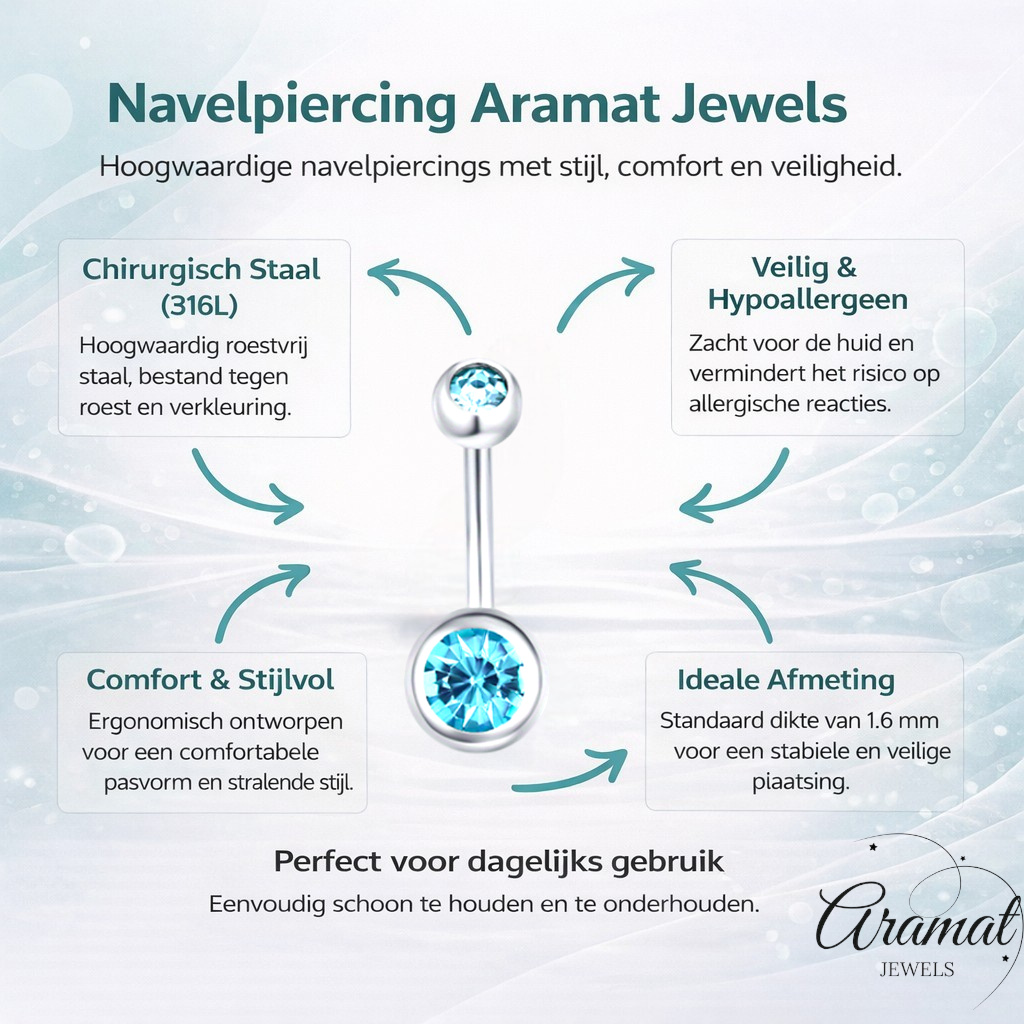 Sparkling Zirconia Navel Piercing - Surgical Steel
