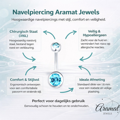 Sparkling Zirconia Navel Piercing - Surgical Steel