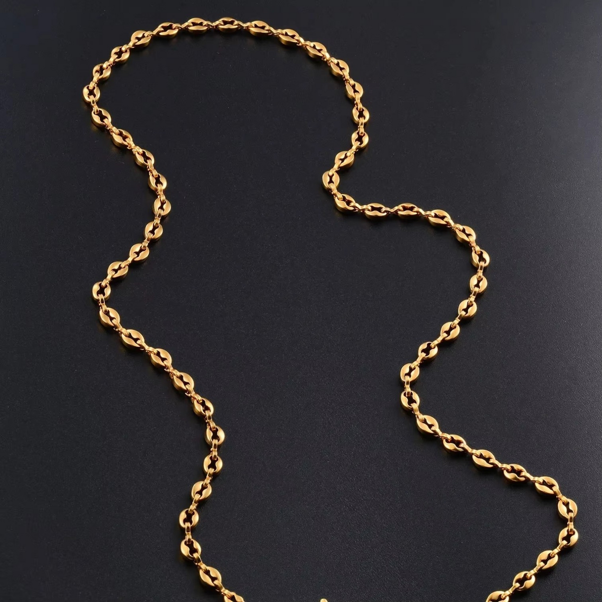 Goudkleurige Stalen Koffieboon Ketting – Unisex Schakelketting 4,5mm