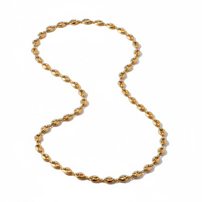Goudkleurige Stalen Koffieboon Ketting – Unisex Schakelketting 4,5mm