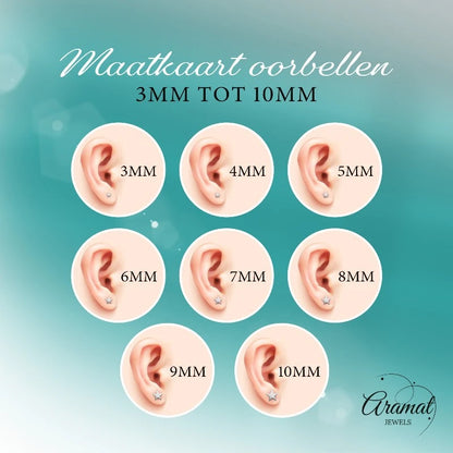 Oorsteker Maatkaart oorbellen van merk Aramat Jewels