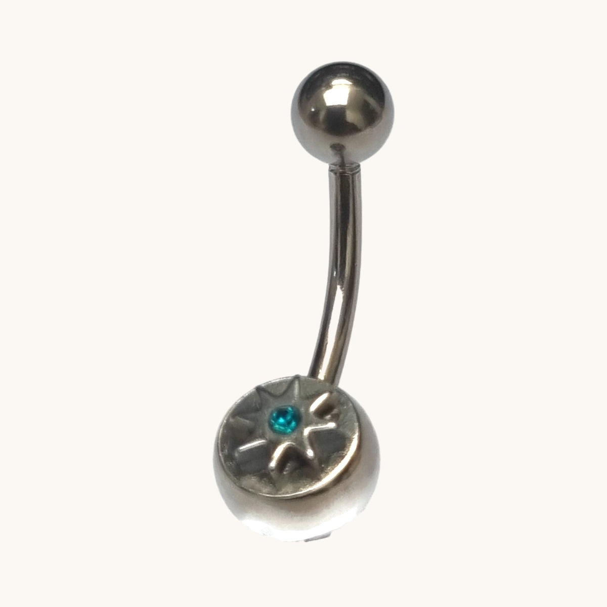 Sea Blue Navel Piercing with Star - Stylish Accessory