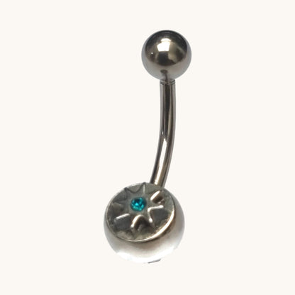 Sea Blue Navel Piercing with Star - Stylish Accessory