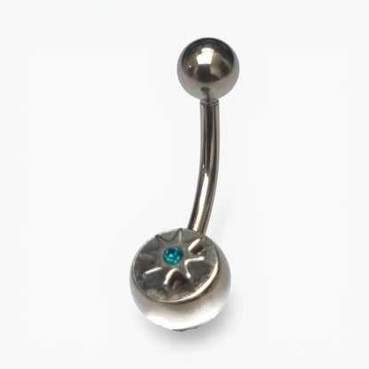 Sea Blue Navel Piercing with Star - Stylish Accessory
