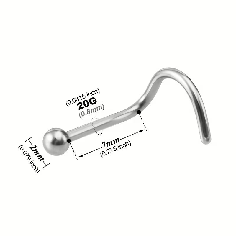 Stalen Neuspiercing Zilverkleurig Bolletje – 2mm S-staafje