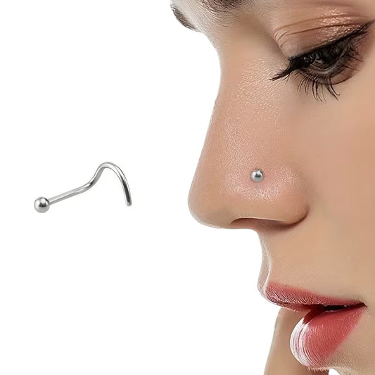 Stalen Neuspiercing Zilverkleurig Bolletje – 2mm S-staafje