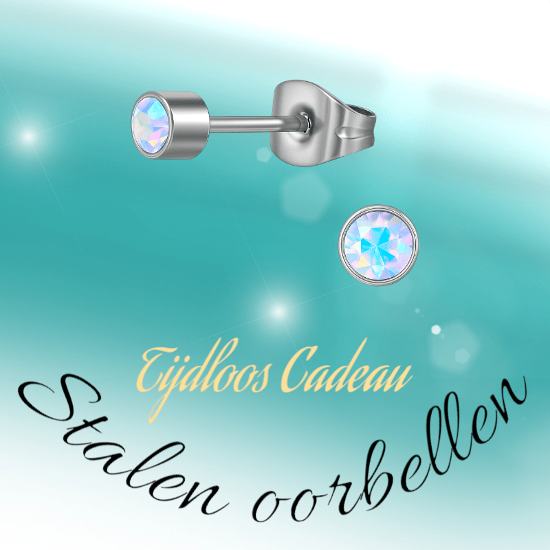 AB kristal oorstekers transparant – 4mm zilver - Aramat Jewels - Oorbellen - cadeautip