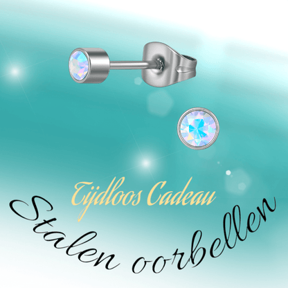 AB kristal oorstekers transparant – 4mm zilver - Aramat Jewels - Oorbellen - cadeautip