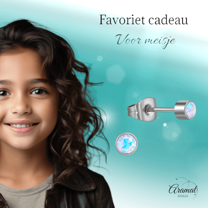 AB kristal oorstekers transparant – 4mm zilver - Aramat Jewels - Oorbellen - cadeautip