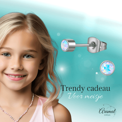 AB kristal oorstekers transparant – 4mm zilver - Aramat Jewels - Oorbellen - cadeautip