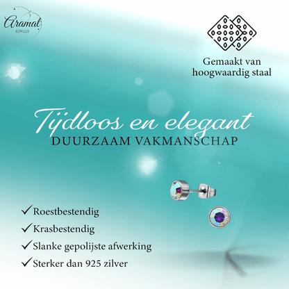 AB multikleur kristal oorstekers – 5mm zilver RVS - Aramat Jewels - Oorbellen - cadeautip
