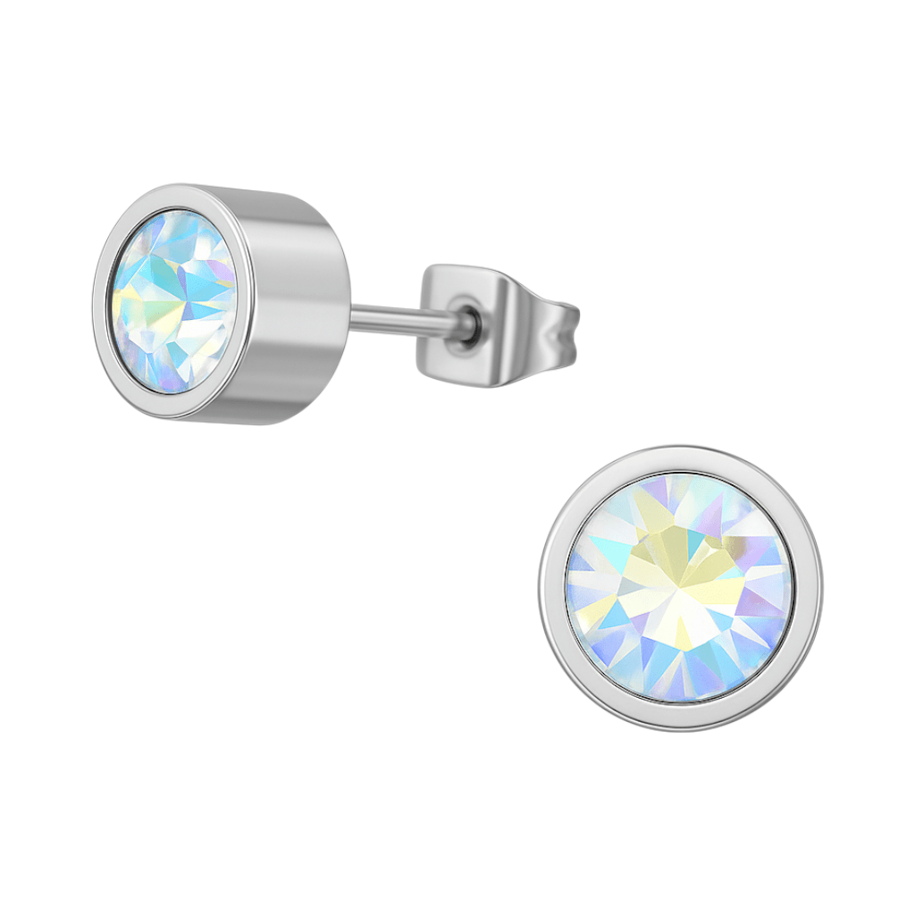 AB multikleur kristal oorstekers – 6mm zilver RVS - Aramat Jewels - Oorbellen - cadeautip