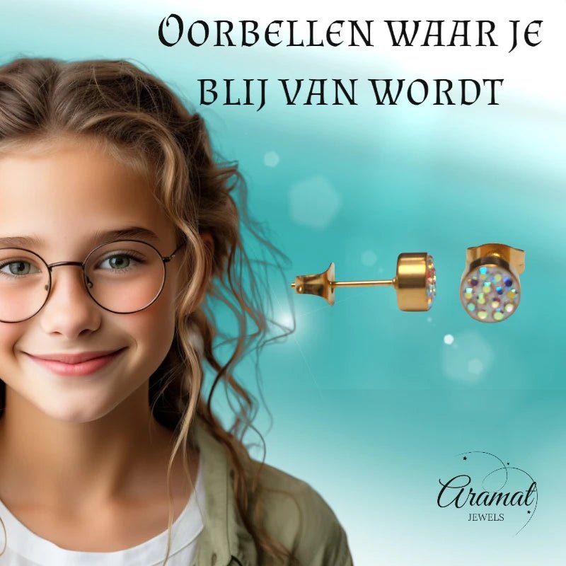 AB transparante oorstekers 6 mm – multicolor glans - oor3099 - Oorbellen kopen# - 6mm - AB - alles