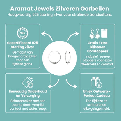 Aramat Jewels 18mm Bali oorringen van geoxideerd 925 sterling zilver met boho festival design