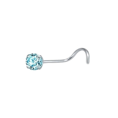 Aramat Jewels blue zirconia stainless steel nose screw piercing with a 3mm stone.