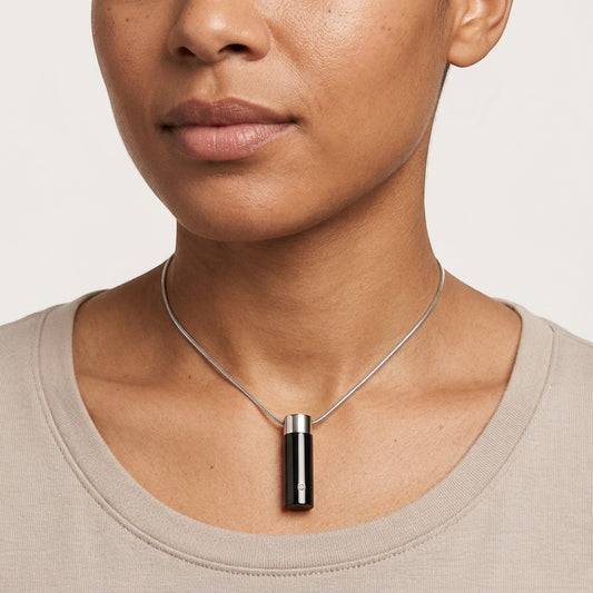 Aramat Jewels Buis ashanger in zilver en zwart met zirkonia, gemaakt van roestvrij staal.