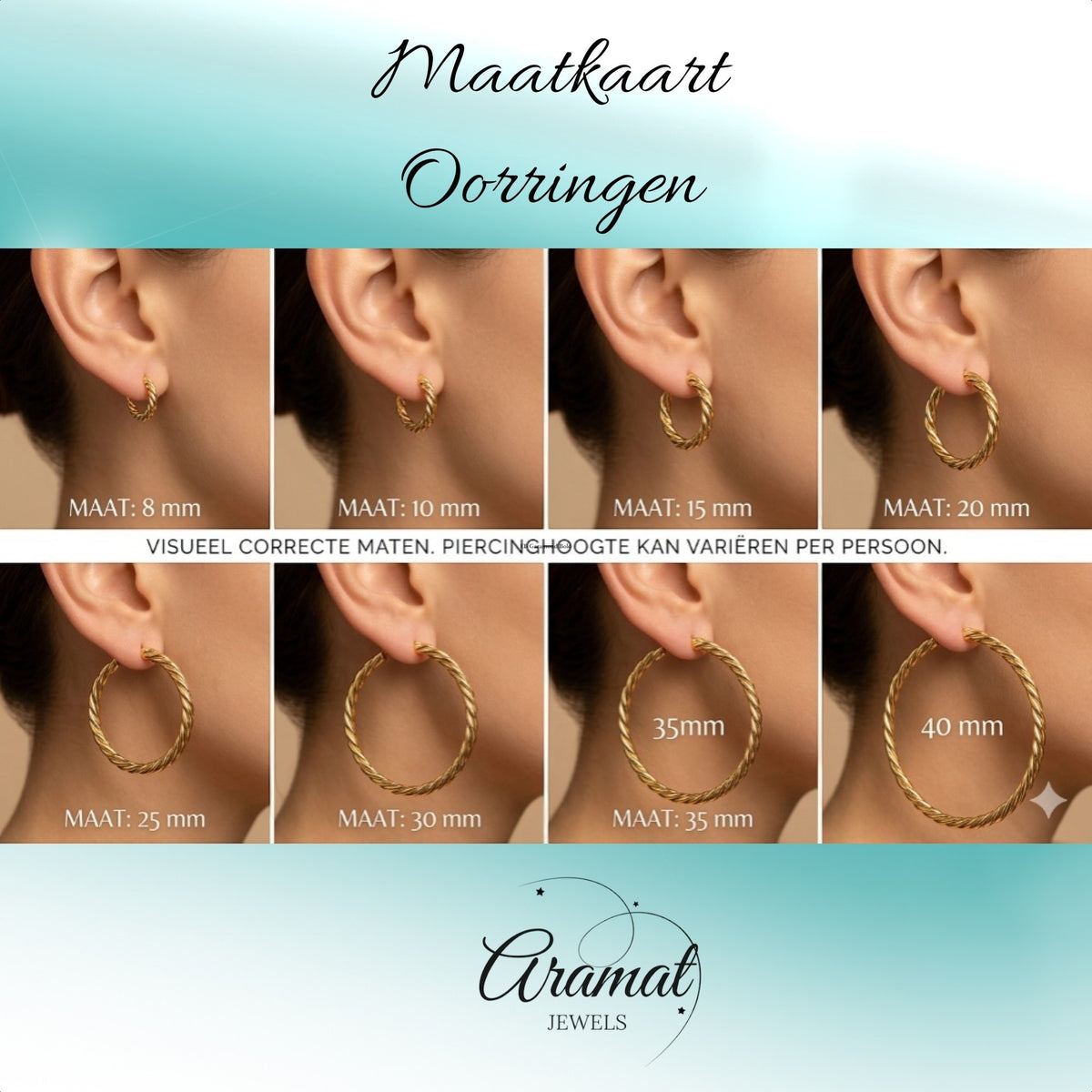 Aramat Jewels gold-colored 20mm stainless steel hoop earrings with anchor and star motif, shown on a model's ear.