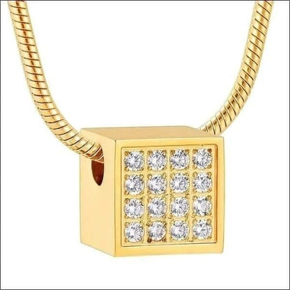 Aramat Jewels gouden kubus ashanger 12mm met 16 zirkonia steentjes en schroefsluiting
