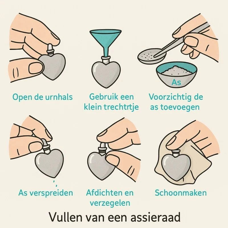 Aramat Jewels gourd-shaped urn pendant, 3x1.4cm, made of stainless steel in gold and silver colors. Instructions for filling the pendant with ashes.
