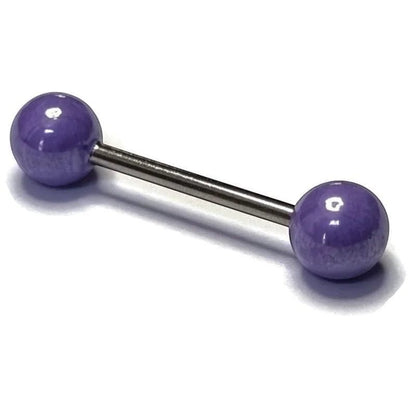 Aramat Jewels purple pearl tongue piercing made of surgical steel. Features a smooth, shiny finish and a classic barbell design.