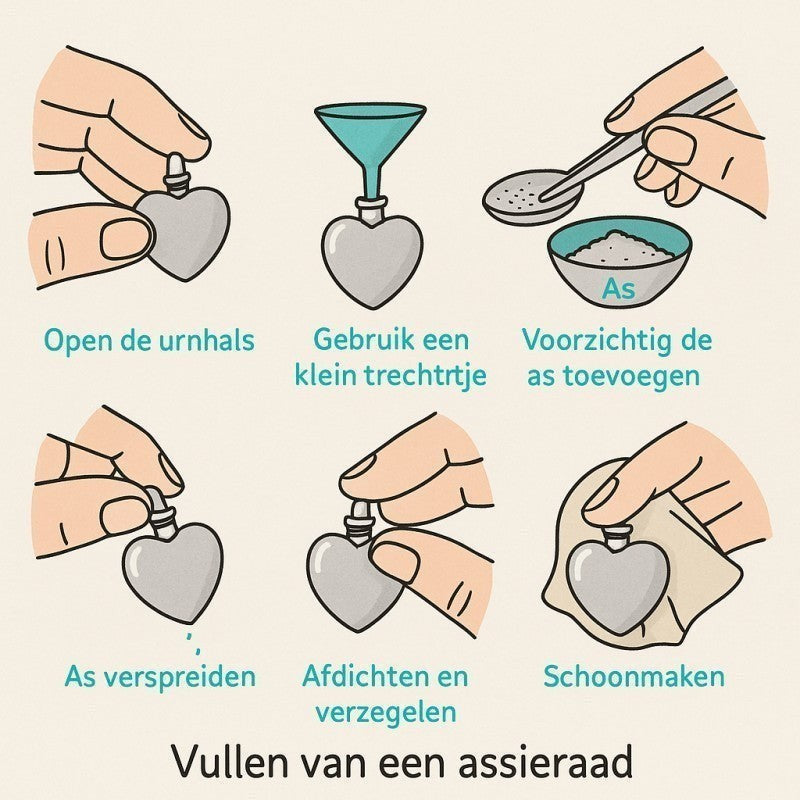 Aramat Jewels RVS ashanger met twee blaadjes, zilverkleurig, 20x15 mm. Instructies voor het vullen van een assieraad.