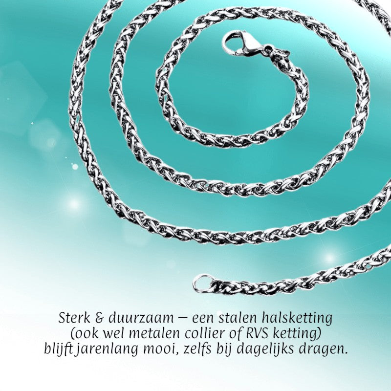 Aramat Jewels zilverkleurige RVS vossenstaart halsketting van 55 cm lang en 8 mm breed met stevige sluiting.