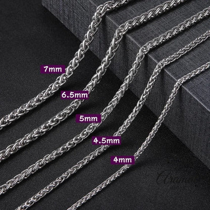 Aramat Jewels zilverkleurige RVS vossenstaart ketting van 5 mm breed, een stoere en waterproof unisex schakelketting.
