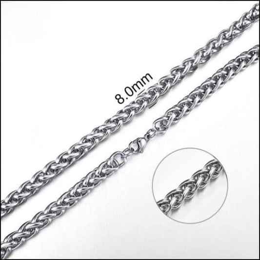 Aramat Jewels zilverkleurige RVS vossenstaart ketting van 75 cm lang en 8 mm breed met robuuste schakels.
