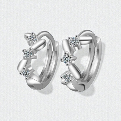 Aramat Jewels silver hoop earrings with zigzag pattern and clear cubic zirconia stones, 12mm diameter.