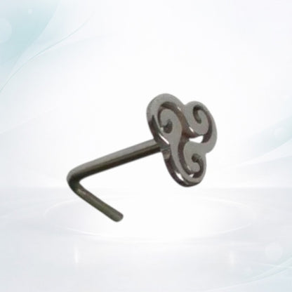 Aramat Jewels silver-tone steel L-shaped nose piercing with a 4mm spiral design.