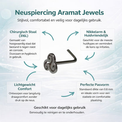 Aramat Jewels silver-tone steel L-shaped nose piercing with a 4mm spiral design.